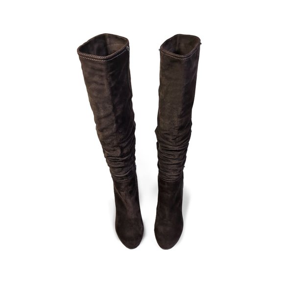 PRADA 36 Prada Sport Tall Brown Suede Wedge Heel Boots Size 6 - Picture 4 of 7